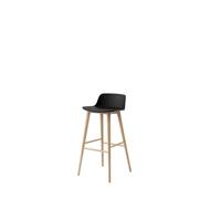 Tabouret de Bar &Tradition Rely HW123, Dossier Bas, Chêne Laqué/ Noir