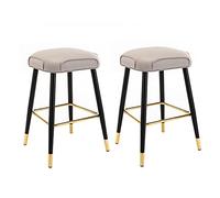 Tabouret de bar repose-pieds en métal chaises de bar tapissées Tabouret de salle à manger pour la maison, bar, cuisine et îles, gris, 65 cm