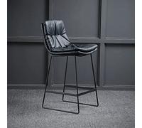 Tabouret de bar rétro classique en similicuir avec cadre en métal et repose-pieds, hauteur assise 65 cm