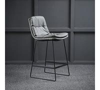 Tabouret de bar rétro classique en similicuir avec cadre en métal et repose-pieds, hauteur assise 65 cm