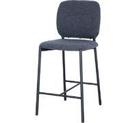 Tabouret de bar RITA - Tissu gris foncé - Pieds métalliques noirs - Hauteur 99 cm - Style design/industriel