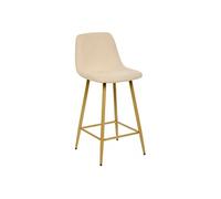 Tabouret de bar Roka beige pieds métal effet bois