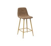 Tabouret de bar Roka taupe pieds métal effet bois