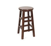Tabouret de bar rond en bois massif avec repose-pieds, tabouret de comptoir de cuisine rustique pour café et église, hauteur du siège de 76,2 cm, noyer 75 cm
