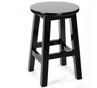 Tabouret de bar rond en bois massif vert avec repose-pieds pour cuisine pour café ou église - Tabouret de comptoir rustique (noir, 50 cm)