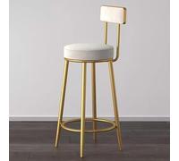 Tabouret de Bar Rond en Velours avec Dossier, Hauteur comptoir, chaises en métal doré pour Cuisine, pub et café