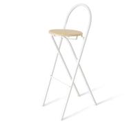 Tabouret de bar rond pliable de 71,1 cm - Chaise haute de cuisine pour pub et petit déjeuner, tabouret de comptoir de bistrot avec siège rigide, capacité de 100 kg, couleur naturelle - Parfait pour
