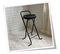 Tabouret de bar rond pliable portable avec dossier et repose-pieds rembourré - 65 cm/75 cm de hauteur - Charge maximale : 150 kg - Idéal pour intérieur/extérieur - Noir 75 cm