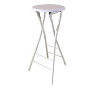 Tabouret de bar rond pliable sans dossier 60/70 cm, tabouret de camping portable, chaise pliante légère pour fêtes, design compact, capacité de 125 kg, couleur blanche