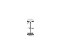 Tabouret de bar rond réglable en hauteur 38x38x57/82 cm en PU blanc