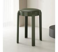 Tabouret De Bar Ronds en Plastique Tabourets Empilables Hauteur 46cm, Moderne Tabourets De Comptoir avec Coussin, pour Salle À Manger, Maison, Bureau, Bistro(Green,3 pcs)