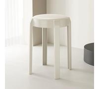 Tabouret De Bar Ronds en Plastique Tabourets Empilables Hauteur 46cm, Moderne Tabourets De Comptoir avec Coussin, pour Salle À Manger, Maison, Bureau, Bistro(White,2 pcs)