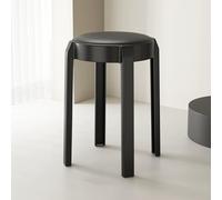 Tabouret De Bar Ronds en Plastique Tabourets Empilables Hauteur 46cm, Moderne Tabourets De Comptoir avec Coussin, pour Salle À Manger, Maison, Bureau, Bistro(Black,3 pcs)
