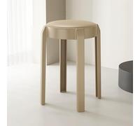 Tabouret De Bar Ronds en Plastique Tabourets Empilables Hauteur 46cm, Moderne Tabourets De Comptoir avec Coussin, pour Salle À Manger, Maison, Bureau, Bistro(Khaki,2 pcs)