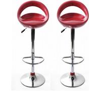 Tabouret de bar rouge - ATECA - Lot de 2 - Assise réglable - Design contemporain