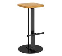 Tabouret de Bar sans Dossier,Tabouret Haut Bistrot en métal pour l'intérieur et l'extérieur,Tabouret de comptoir avec Assise carrée en Bois Massif et Repose-Pieds pour Cuisine,Salle à Manger