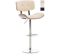Tabouret De Bar Sarnia I Assise Ergonomique en Bois Revętement en Similicuir I Chaise Haute De Cuisine avec Repose-Pied I Réglable Et Pivotant, Couleur:Noyer/crčme