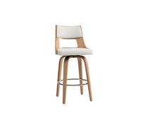 Tabouret de bar scandinave pivotant blanc et bois clair GARBO