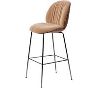Tabouret de Bar Souple Gubi Beetle H77 Chrome Noir/ Noyer Américain/belsuede Spécial/dedar 132