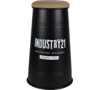 Tabouret de bar style industriel de la collection APERO - couleur noire avec assise en jute