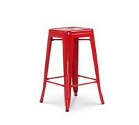 Tabouret de bar style industriel rouge brillant - Hauteur 66 cm