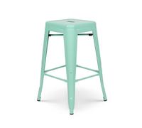 Kosmi Tabouret de Bar Style Industriel Vert Clair Brillant - Hauteur 66cm