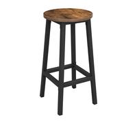 Tabouret de bar - Tabouret cuisine avec repose-pieds - Chaise de bar - Ø 32 × H 65 cm - Charge 100 kg - Chêne rustique / noir