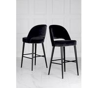 Tabouret de bar Tabouret de bar Chaise Moderne Polyester Noir Tissu Bois Design Nouveau