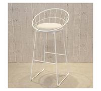 Tabouret de Bar Tabouret de Bar en Fer doré, Tabouret Haut à Dossier Creux, Chaise de Salle à Manger for la Maison, Chaise de Bar Maison Cuisine Bistro(Blanc,65cm)