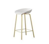 Tabouret de Bar Tabouret de Bar Noir/Blanc en Bois, Chaise Haute de Loisirs en Fer, Pieds dorés Maison Cuisine Bistro(Blanc,Petit)