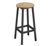 Tabouret de bar, tabouret de cuisine, tabouret de comptoir | Stable et gain de place avec repose-pieds | Panneau de particules et acier, charge maximale 100 kg | Ø 32 x H 65 cm, chêne Sonoma/noir