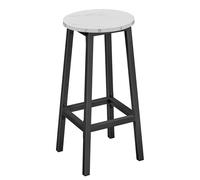 Tabouret de bar, tabouret de cuisine, tabouret de comptoir | Stable + gain de place avec repose-pieds | Panneau de particules et acier, charge maximale 100 kg | Ø 32 x H 65 cm, marbre/noir