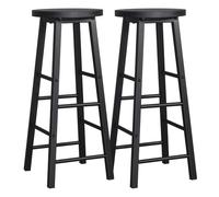 Tabouret de Bar Tabourets de Bar Hauts 2 pièces/Ensemble Tabouret Bistro en Bois Massif Stable Structure Acier Durable siège Chaise café décor à la Maison(Black)