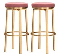 Tabouret De Bar Tabourets De Bar Ronds Pivotants, 2 Pièces, Siège Rembourré En Velours, Chaises Hautes Avec Repose-pieds Doré Et Tapis En Caoutchouc Pour La Cuisine Chaise Bar Cuisine(Rosa,75cm Sittin