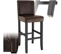 Chaise de bar rembourrée avec dossier et repose-pieds en bois massif