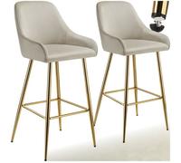 TecTake® Lot de 2 Tabouret Bar Aspect Velours Chaise de Bar avec Repose-Pieds Chaise Haute Cuisine pour îlot Central H108cm Rembourrée avec Dossier Tabouret Haut Cuisine comptoir Bar