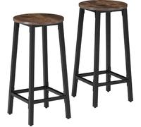 Tectake 2 Tabourets de bar Corby - Bois foncé industriel, rustique