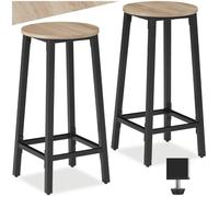 Tabouret de bar - TECTAKE - Lot de 2 tabourets de bar CORBY au style industriel, en bois et acier, avec repose-pieds - Bois clair