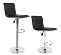 TABOURET DE BAR - TECTAKE - Lot de 2 tabourets de bar JOHANNES Cadre en acier chromé - Noir
