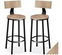Tectake 2 tabourets de bar Poole - Bois clair industriel, Chêne Sonoma