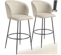 Chaise de bar en velours rembourré Ensemble de 2 pièces crème/noir