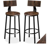 TecTake 2 tabourets de bar Poole - Bois foncé industriel, rustique bois foncé industriel