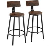 TecTake 2 tabourets de bar Poole - Bois foncé industriel, rustique bois foncé industriel