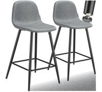 Tabouret de bar - TECTAKE - Lot de 2 tabourets WILLOW tissu résistant et rembourré avec repose-pieds, 45 x 48 x 92 cm - Gris/Noir