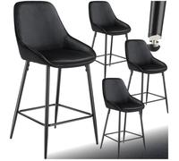 TecTake® Lot de 4 Tabouret Bar Aspect Velours Chaise de Bar Chaise Haute Cuisine pour îlot Central H100cm Rembourrée avec Dossier Tabouret Haut Cuisine Comptoir