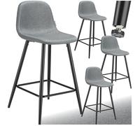 tectake® Lot de 4 Tabouret Bar en Tissu Chaise de Bar avec Repose-Pieds Chaise Haute Cuisine pour îlot Central H92cm Rembourrée avec Dossier Tabouret Haut Cuisine comptoir