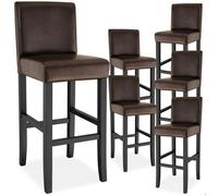 Tabouret de bar - TECTAKE - Lot de 6 tabourets avec pieds en bois massif et repose-pieds hauteur d'assise 76 cm - Marron