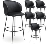 tectake® Lot de 6 Tabouret Bar Aspect Velours Chaise de Bar avec Repose-Pieds Chaise Haute Cuisine pour îlot Central H106cm Rembourrée avec Dossier Tabouret Haut Cuisine comptoir Bar