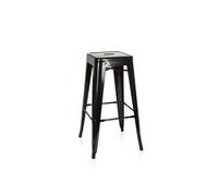 hjh OFFICE 645010 Tabouret de Bar VANTAGGIO High Métal Noir, Tabouret Industriel Haut, empilable