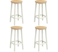 Tabouret de Bar - VASAGLE - Lot de 4 - Beige Chêne - Blanc - Siège Haut - Cadre en Métal